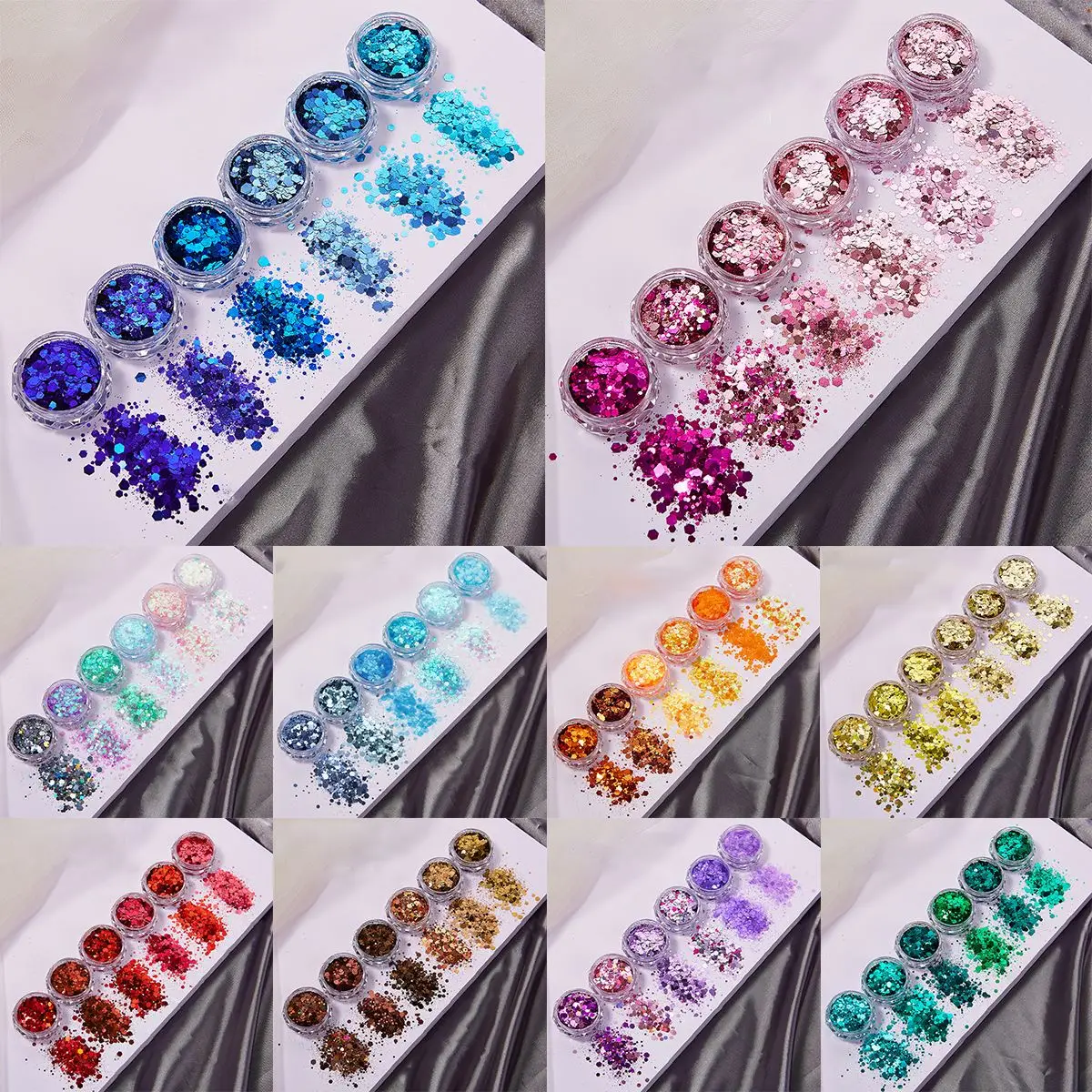 Resin Glitter Pack - 6 色/セット樹脂スパークリングスパンコールエポキシ樹脂充填用多色グリッターパウダー六角形スパンコール DIY 樹脂モールドフィラー