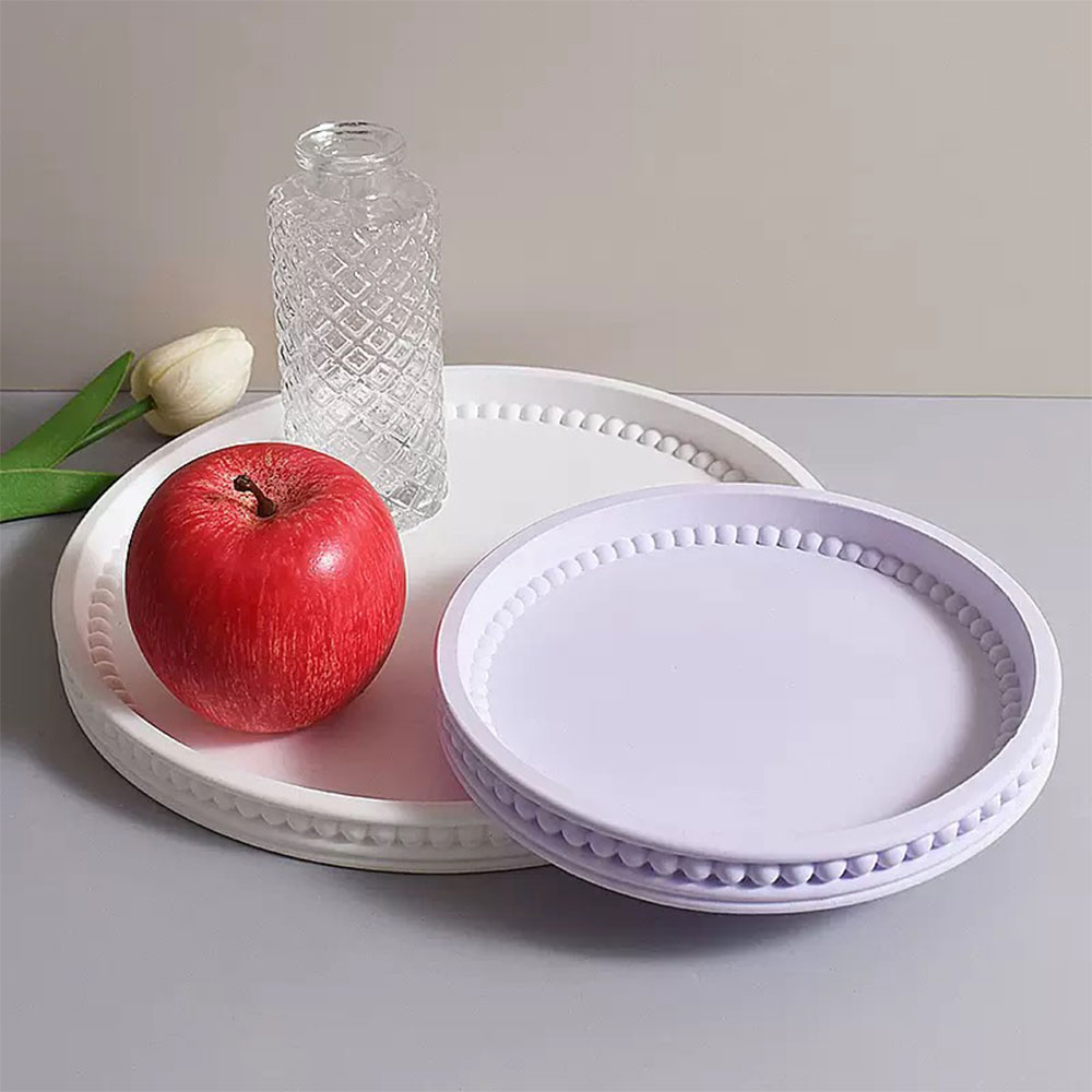 Coaster Mold Round - ラウンド収納トレイシリコーン型ストライプ石膏コースター金型石膏樹脂ジュエリーディスプレイプレート鋳造金型セメント家の装飾