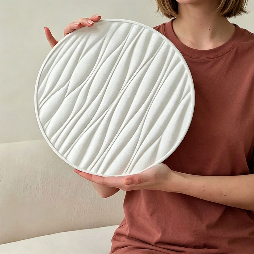 Coaster Mold Round - 大型丸型トレイシリコンモールド、波型セメント石膏トレイ型、エポキシ樹脂ジュエリートレイ型、DIYホームデコレーション製作
