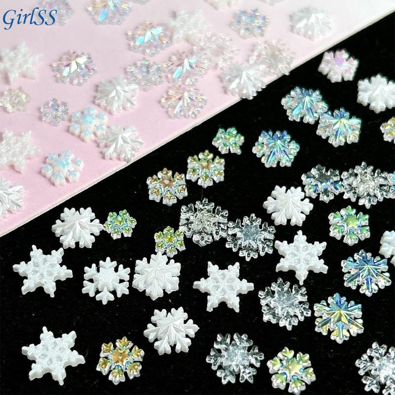 Resin Glitter Pack - 1 セット盛り合わせホワイトきらめくスノーフレークネイルチャームプロフェッショナル品質樹脂クラフトアクセサリー T4MB