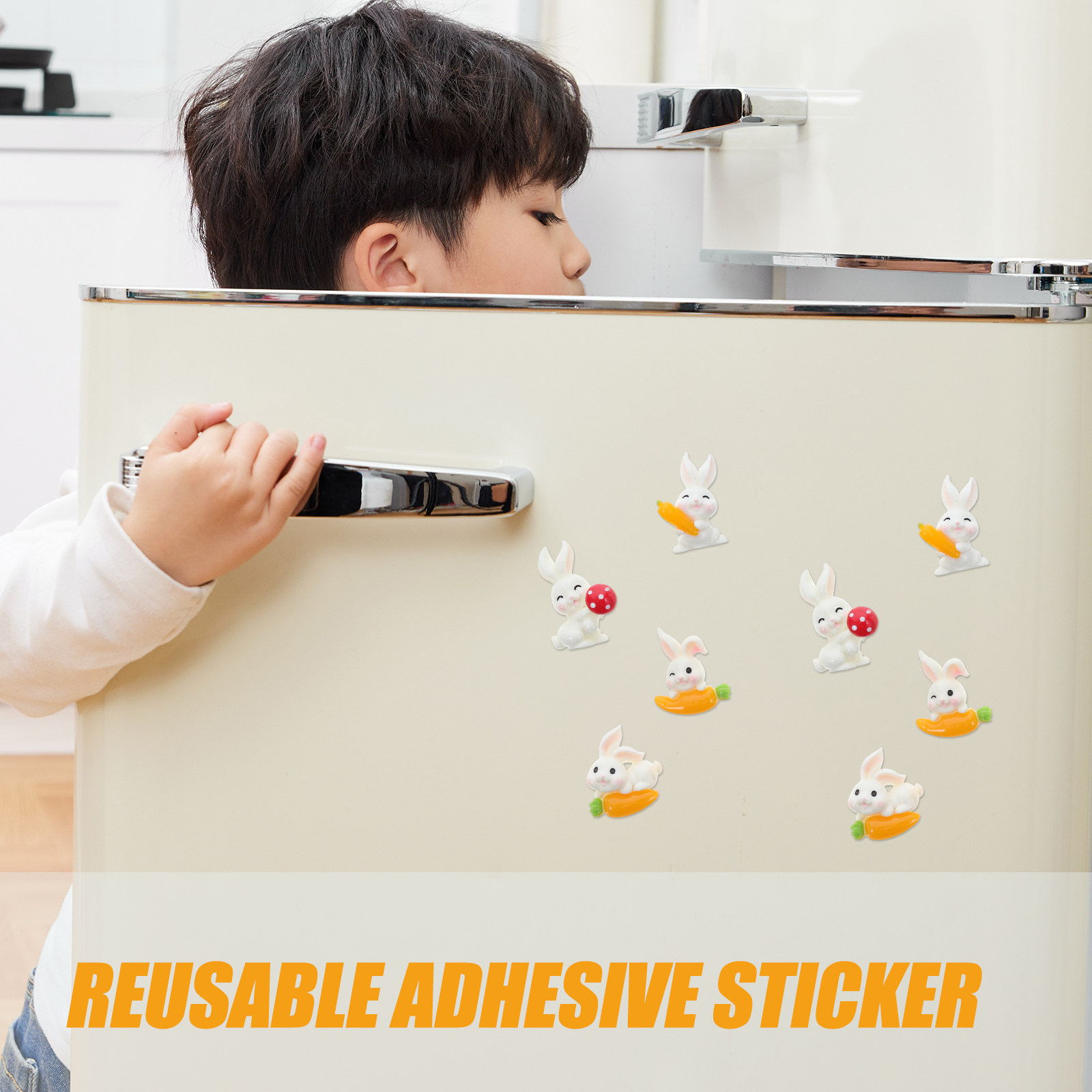 Resin Craft Supplies - 12個入り レジン製ウサギとニンジンのチャーム フラットバック DIY用 スマホケースデコレーション 冷蔵庫マグネット