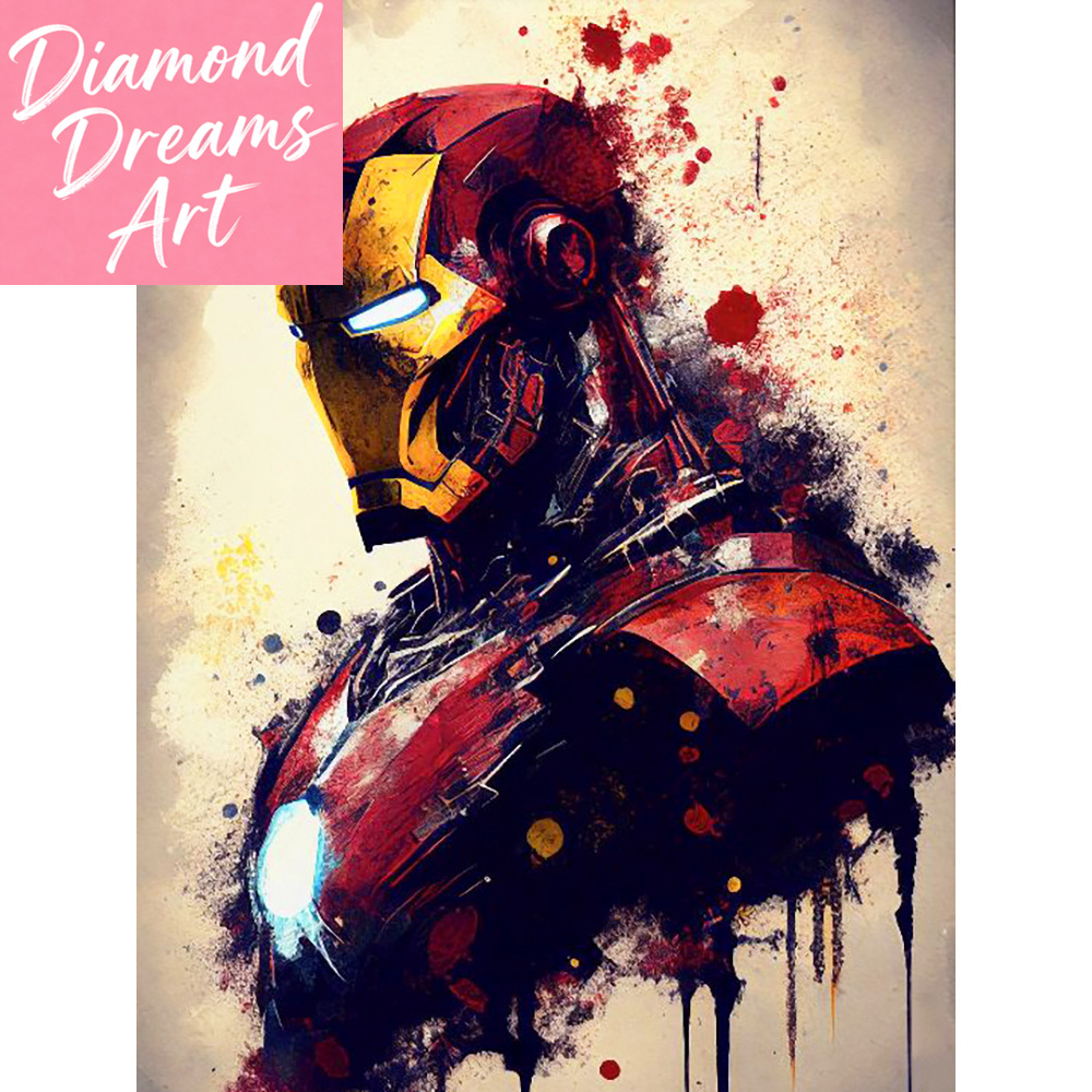 Resin Craft Kit - マーベル DIY ダイヤモンドペインティングセット漫画アイアンマンフルラウンド 5D ダイヤモンドモザイクマーベルポートレート子供用ギフト