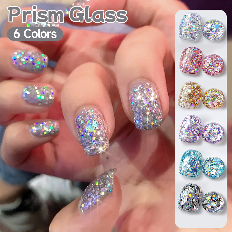 Resin Glitter Pack - UR SUGAR 6個入りチャンキーグリッタージェルネイルポリッシュセット シャイニーシルバーシークイン ソークオフUV LEDジェルヴァーニッシュキット