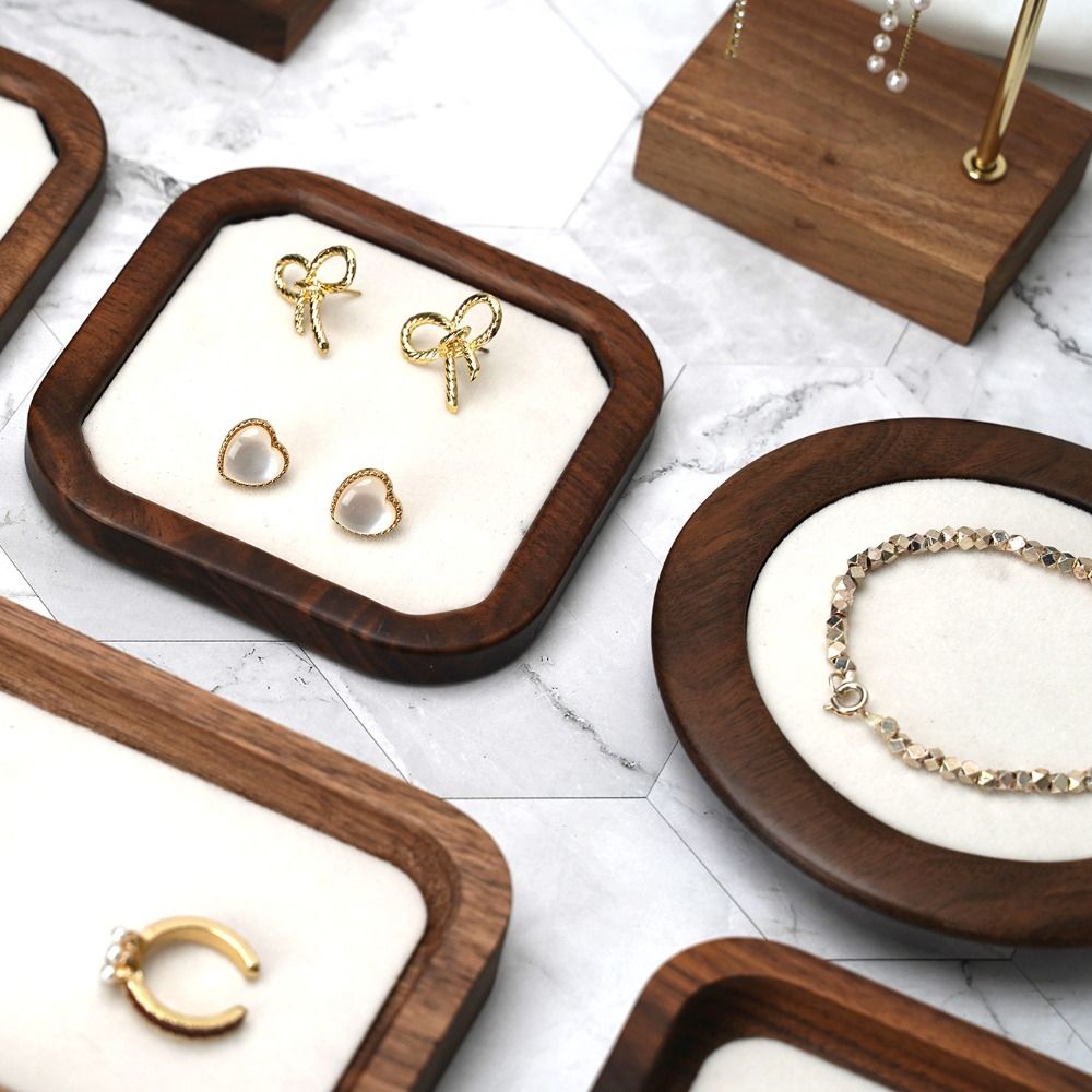 Wood Ring Blank - シンプルな幾何学模様の木製リングトレイ、ベルベットイヤリングケース、イヤリングディスプレイ、ジュエリーオーガナイザー、絶妙なリングイヤリングホルダー、ホーム用
