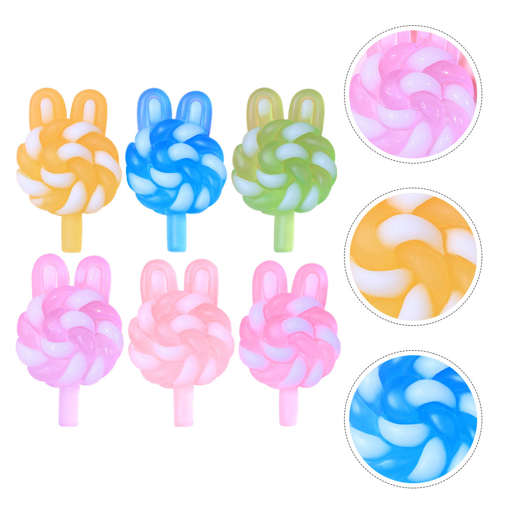 24 個のかわいい漫画ロリポップチャームウサギの形をした光る - Resin Craft Supplies のレビューと価格