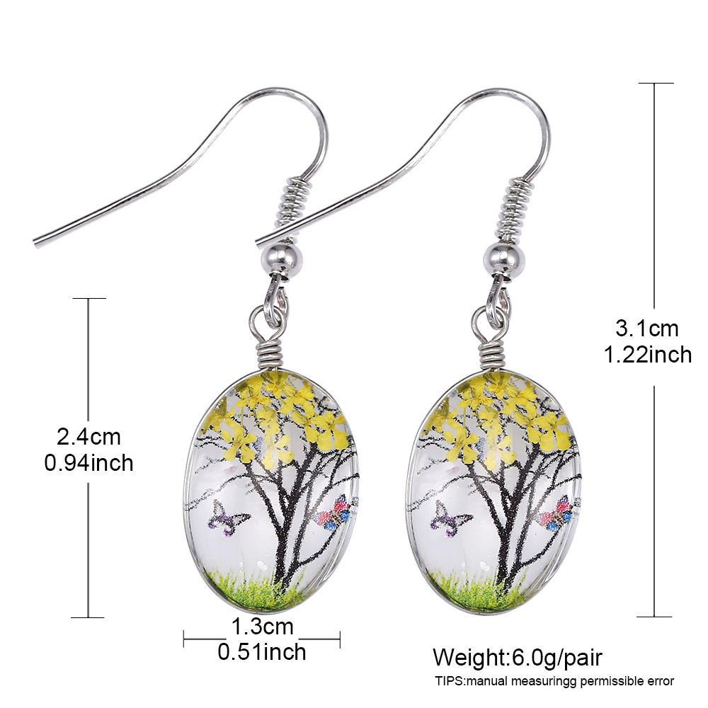 女性のためのドライフラワードロップペンダントイヤリング、シル - Dried Flower Bulk のレビューと価格