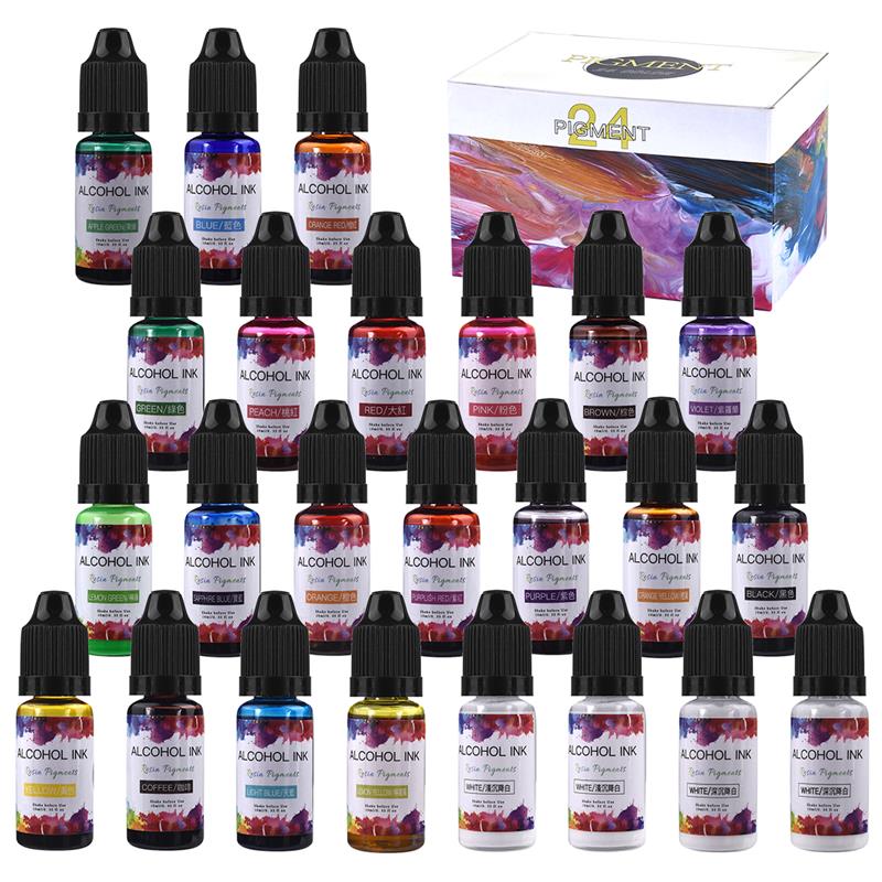 エポキシ樹脂,24色/バッチ,10ml,アート,液体,注入, - Resin Pigment Set のレビューと価格