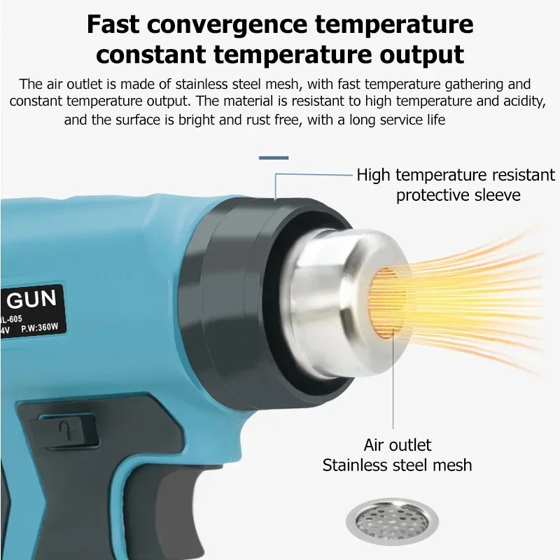 ホットエアガン高速加熱ポータブルヒートガン4つのノズルアタッ - Heat Gun Small のレビューと価格