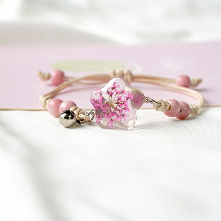 カップル用ドライフラワー付きクリスタルブレスレット,ファッシ - Dried Flower Bulk のレビューと価格
