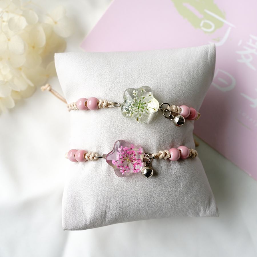 カップル用ドライフラワー付きクリスタルブレスレット,ファッシ - Dried Flower Bulk のレビューと価格
