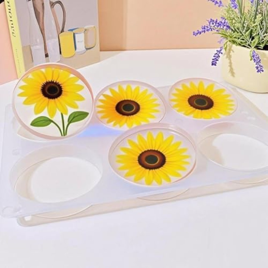 6つの空洞を持つ深い丸型コースターシリコンモールド、エポキシ - Coaster Mold Round のレビューと価格