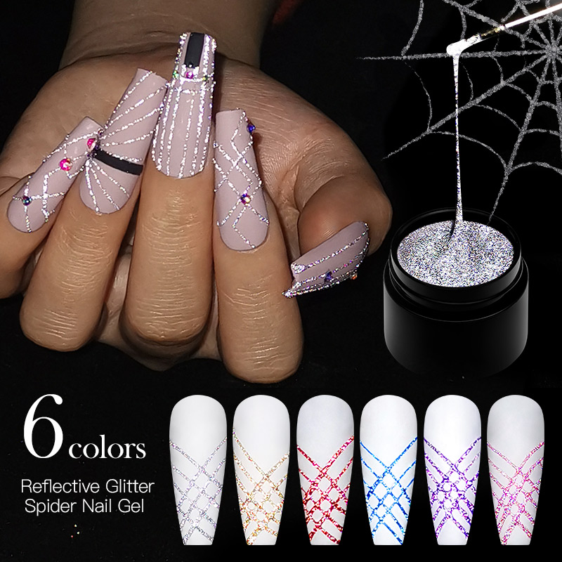 6個セット 反射グリッタースパイダージェルネイルポリッシュセ - Resin Glitter Pack のレビューと価格