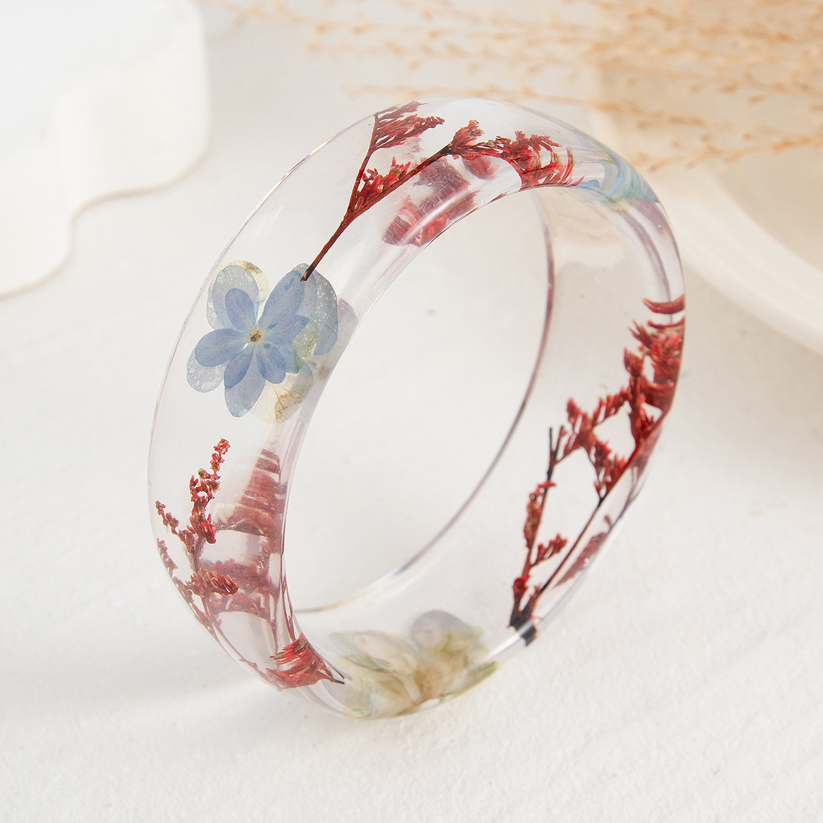 女性用透明アクリルブレスレット,ヴィンテージ,花,葉,自由奔 - Dried Flower Bulk のレビューと価格