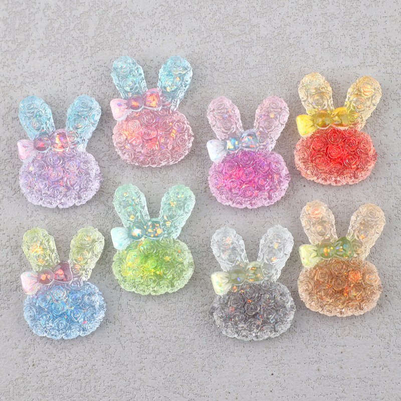 5個入り 18*25mm 光るグラデーションウサギレジンカボ - Resin Craft Supplies のレビューと価格