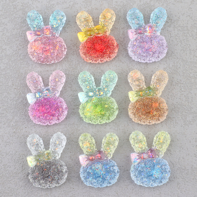 5個入り 18*25mm 光るグラデーションウサギレジンカボ - Resin Craft Supplies のレビューと価格