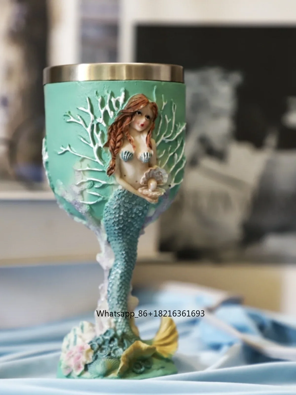 三次元彫刻マーメイド手描き工芸ゴブレット樹脂製クリエイティブ - Resin Crafts のレビューと価格