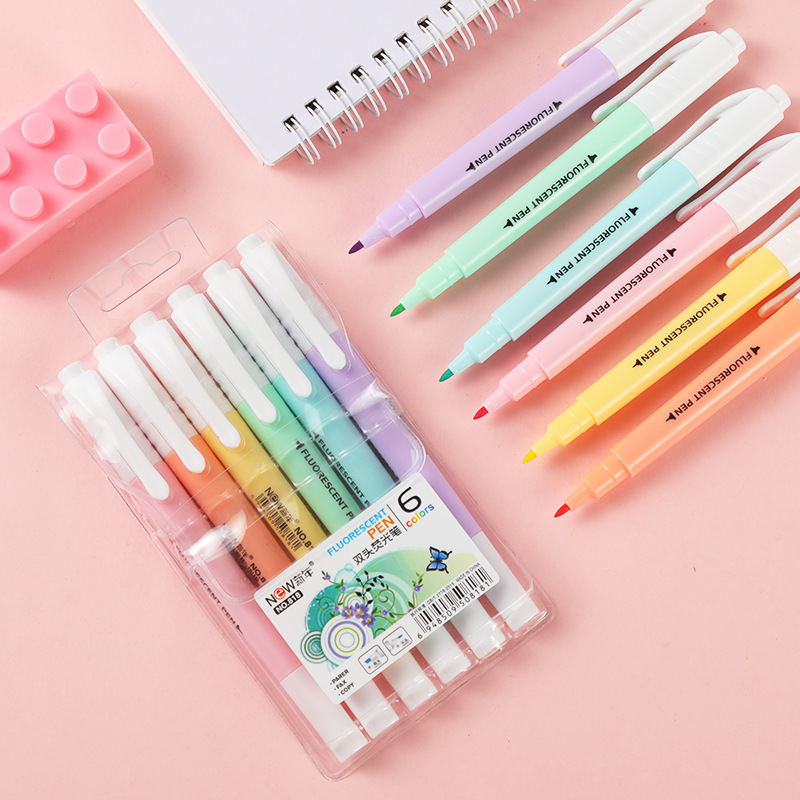 6 ピース/セットダブルヘッド蛍光蛍光ペンマーカーパステル描 - Stabilo Marker Boss のレビューと価格