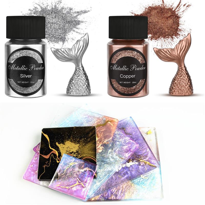 20 ミリリットルシマーメタリックゴールドシルバー顔料真珠光 - Resin Pigment Set のレビューと価格